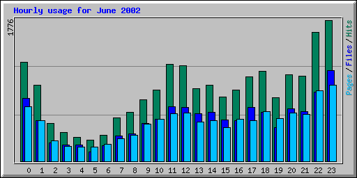 Hourly usage for June 2002